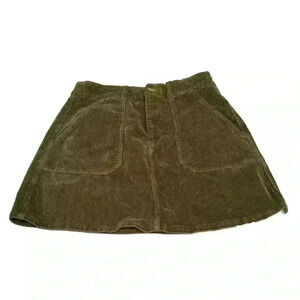 American Eagle Olive Green Corduroy Mini Skirt Size  8